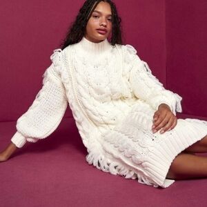 NWOT Farm Rio White Midi Sweater Dress sz M